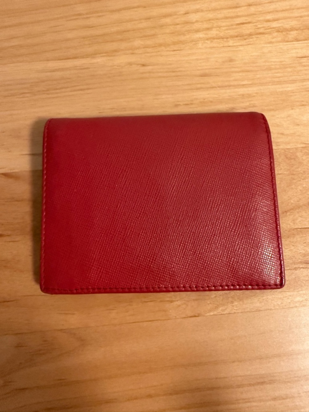 Prada Red Saffiano Leather Compact Wallet Card Holder with Gold Logo with Box - Picture 4 of 16